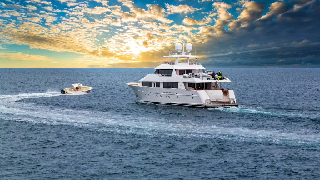 yacht boat ocean sunset clouds luxury