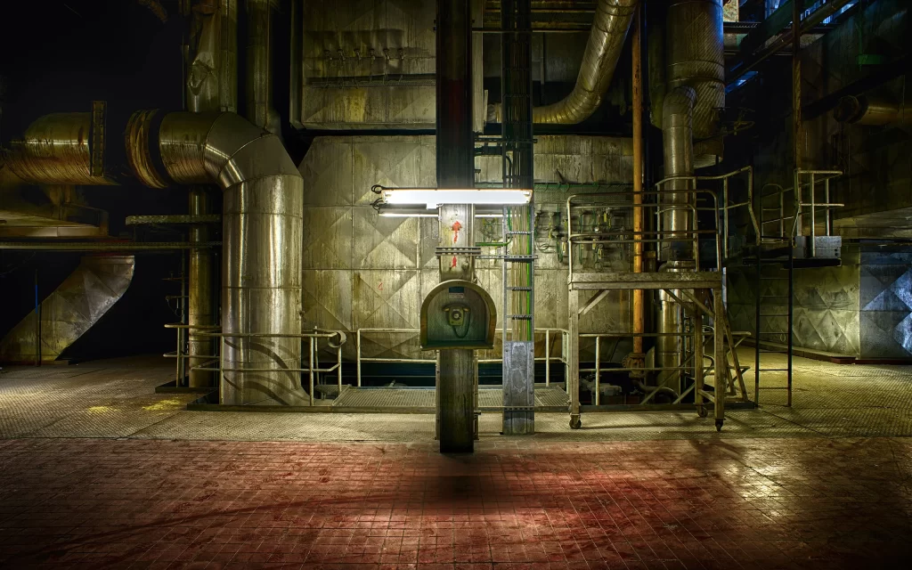 Industrial Machinery Pipes Metal Structure Artificial Light
