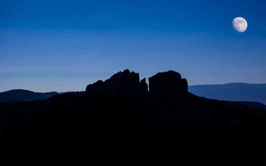 Moon Mountain Silhouette Twilight Sky
