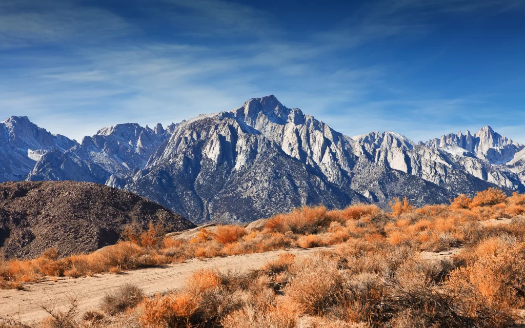Mountain Range Desert Clear Sky Blue Ridge Snow