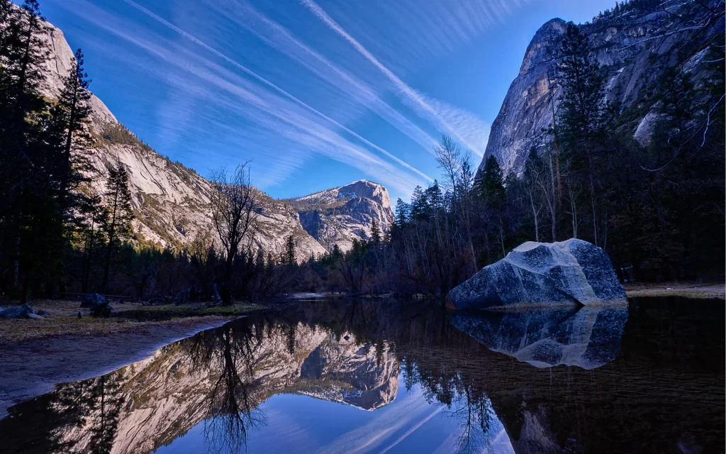 Mountainous Landscape Clear Sky Reflection Water Nature