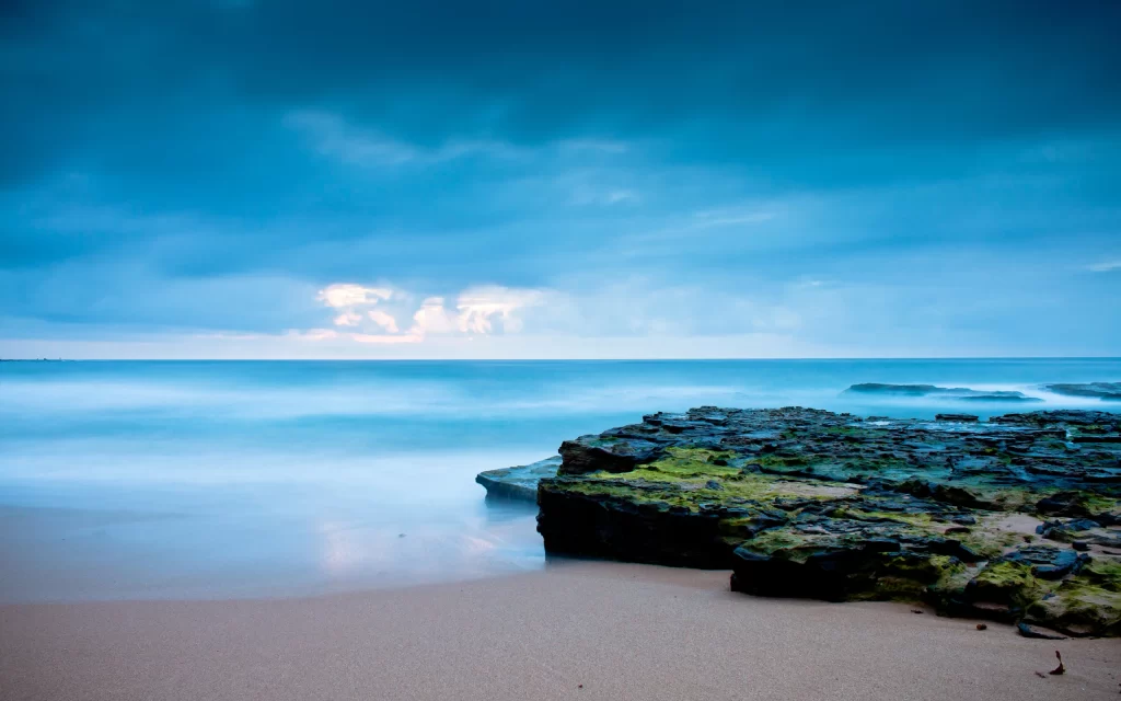 Ocean Waves Clouds Sky Rocks Moss