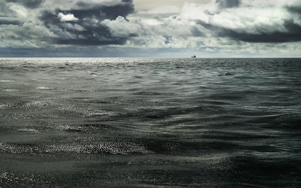 Ocean Waves Clouds Stormy Sky Horizon Dark