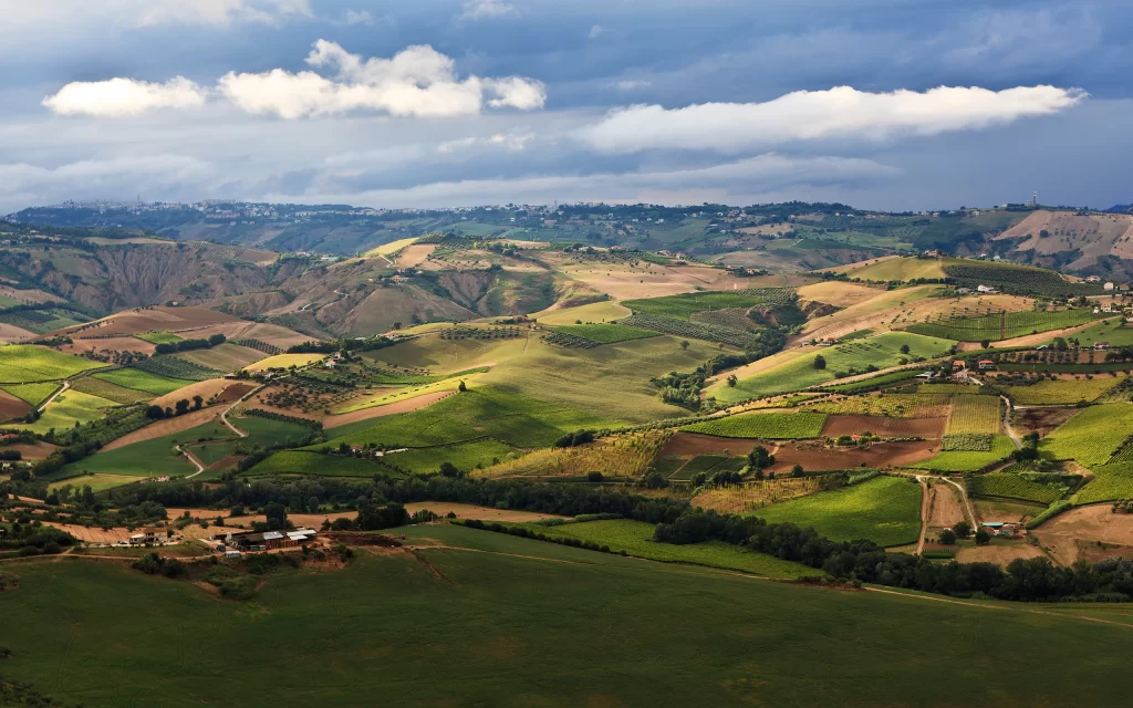 Rolling Hills Green Fields Patchwork Agriculture Scenic