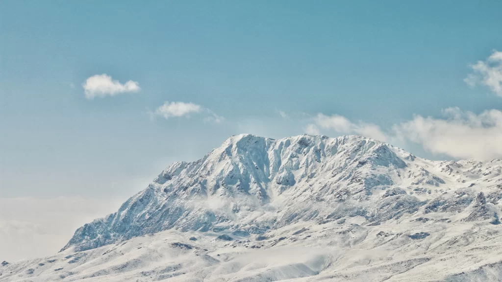 Snowy Mountain Peaks Clear Sky Clouds