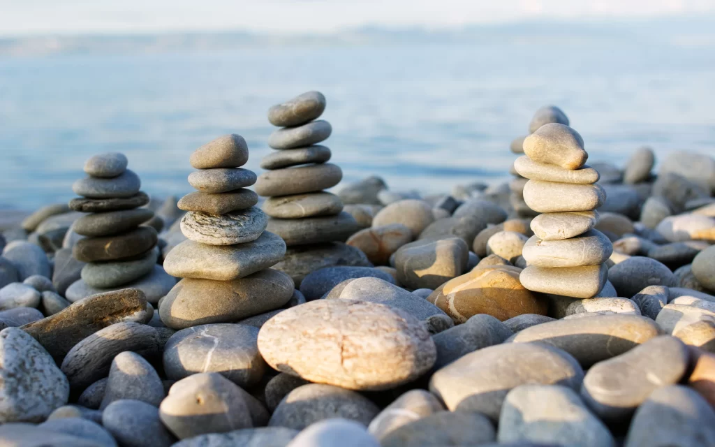Stacked Stones Beach Ocean Calm Balance Nature