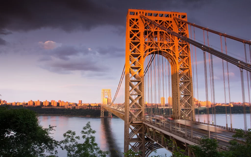 Sunset Bridge Cityscape River Architecture