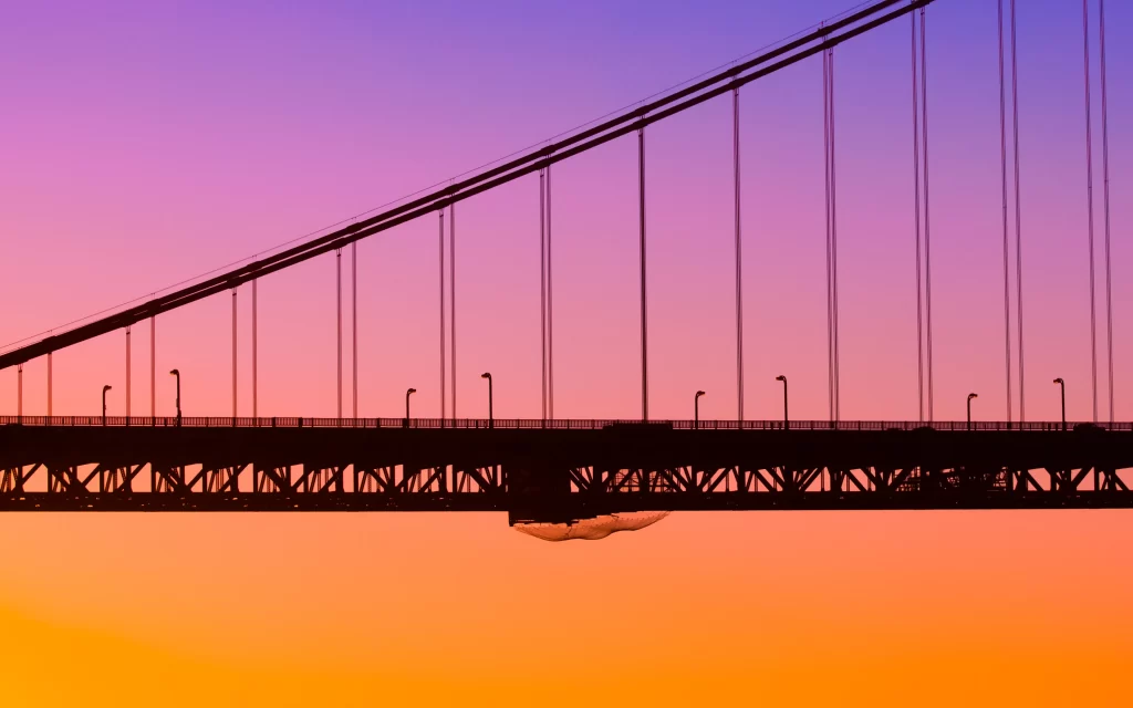 Sunset Bridge Silhouette Sky Orange