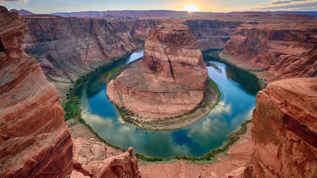 Sunset Canyon River Bend Desert Rocks
