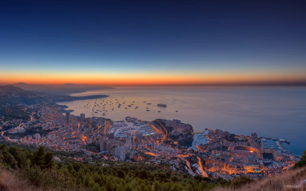 Sunset Cityscape Ocean Skyline Boats