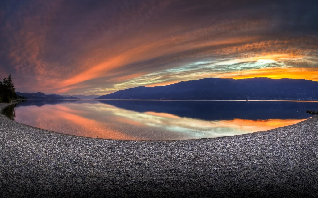 Sunset Clouds Lake Mountains Reflection