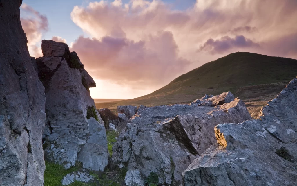 Sunset Clouds Mountain Rocks Landscape Nature
