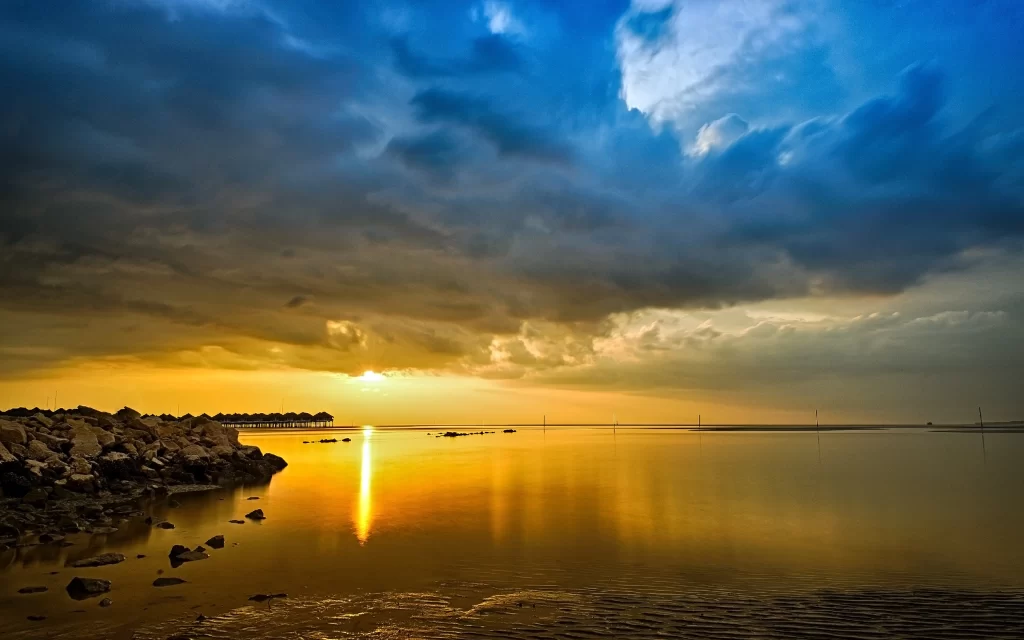 Sunset Clouds Water Reflection Horizon