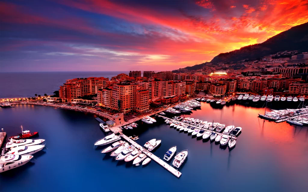 Sunset Marina Boats Cityscape Reflections