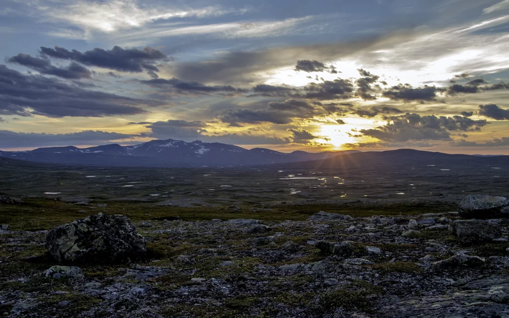 Sunset Mountains Clouds Landscape Rocky Terrain