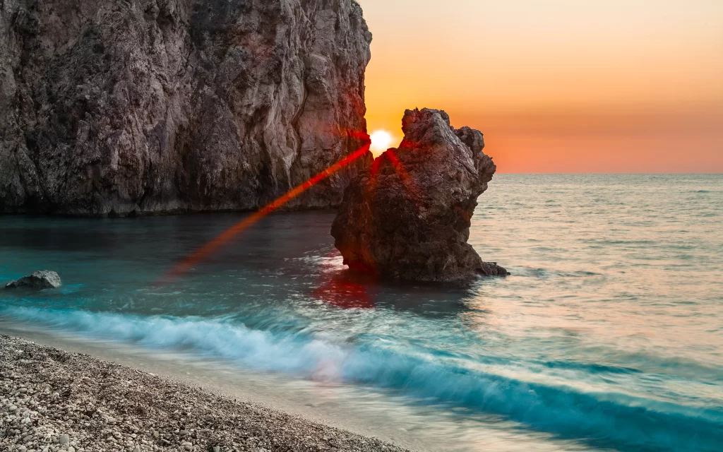 Sunset Ocean Waves Beach Rocky