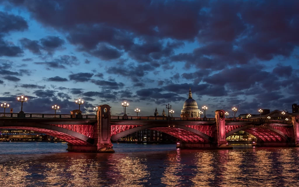Twilight Bridge River Illumination Architecture