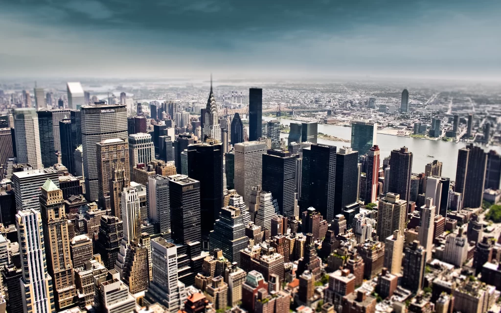 Urban Skyscrapers River Cityscape Architecture Skyline