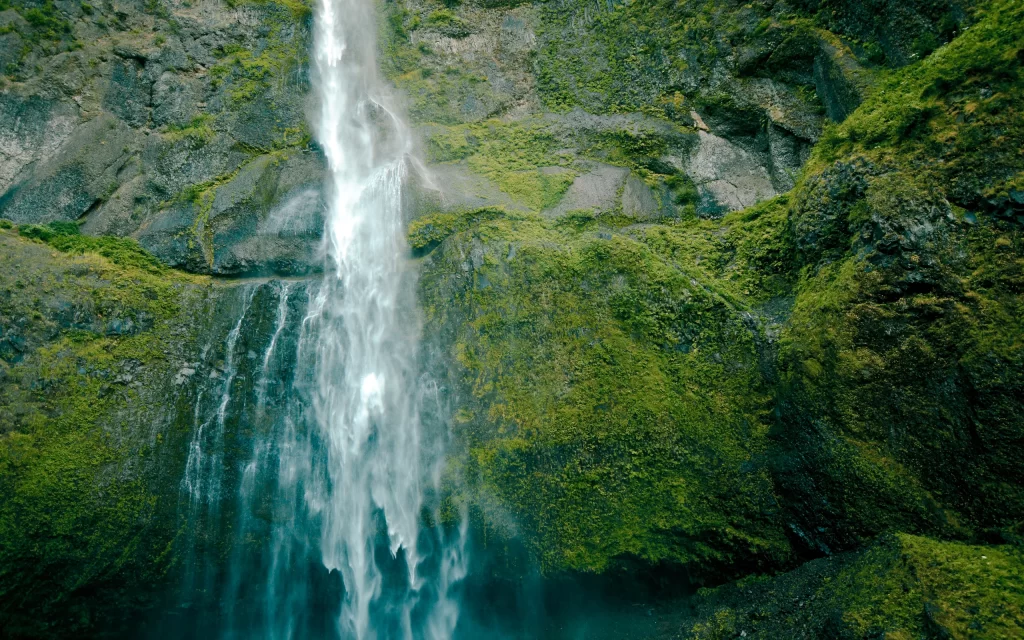 Waterfall Nature Greenery Rocks Misty