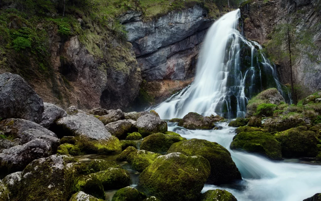 Waterfall Rocks Mossy Stream Nature